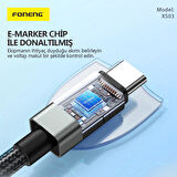FONENG XS03 60W Led Işıklı Type-c To Type-C Şarj Ve Data Kablosu İp Örgülü 1,2M