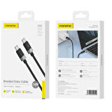 FONENG XS03 240W Led Işıklı Type-c To Type-C Şarj Ve Data Kablosu İp Örgülü