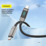 FONENG XS05 100W Dijital Ekranlı Type-C to Type-C Şarj Ve Data Kablosu İp Örgülü 1,2M