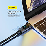 FONENG XS05 100W Dijital Ekranlı Type-C to Type-C Şarj Ve Data Kablosu İp Örgülü 1,2M