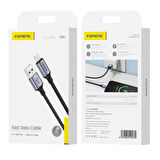 Foneng X95 3A Usb to Lightning Şarj Data Kablosu İp Örgülü 1,2m Siyah