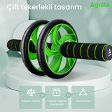 AGNITE Çift Tekerlekli Karın Egzersiz Tekerleği Diz Pedli Fitness Yeşil