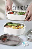 Vagon 1000 ML İki Kat Üç Bölme Paslanmaz Çelik Bento Lunch Box Yeni Nesil Sefer Tası-Sos Kaseli - Pembe - VGN-7081