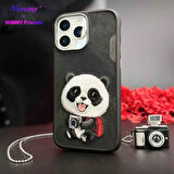 iPhone 16 Uyumlu 3D Göz Panda Detaylı Gerçek Nakış İşlemeli Kabartmalı New Big Eyes Kılıf