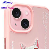 iPhone 15 Uyumlu 3D Gözlük Zincir White Kedi Detaylı Nakış İşlemeli Kabartmalı Cool Glasses Kılıf