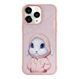 iPhone 15 Pro Uyumlu 3D Kıyafet Tavşan Detaylı Nakış İşlemeli Kabartmalı Fashion Pet Kılıf
