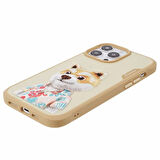 iPhone 15 Pro Uyumlu 3D Kıyafet Shiba Detaylı Nakış İşlemeli Kabartmalı Fashion Pet Kılıf