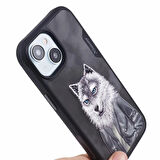 iPhone 15 Uyumlu 3D Kıyafet Kurt Detaylı Nakış İşlemeli Kabartmalı Fashion Pet Kılıf