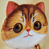 iPhone 15 Pro Uyumlu 3D Göz Golden Kedi Detaylı Gerçek Nakış İşlemeli Kabartmalı Big Eyes Kılıf