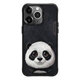 iPhone 15 Pro Uyumlu 3D Göz Panda Detaylı Gerçek Nakış İşlemeli Kabartmalı Big Eyes Kılıf