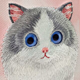 iPhone 15 Uyumlu 3D Göz Kedi Detaylı Gerçek Nakış İşlemeli Kabartmalı Big Eyes Kılıf