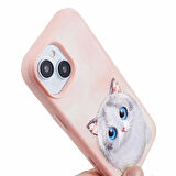 iPhone 15 Uyumlu 3D Göz Kedi Detaylı Gerçek Nakış İşlemeli Kabartmalı Big Eyes Kılıf
