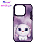 iPhone 15 Uyumlu 3D Göz Mor Tavşan Detaylı Nakış İşlemeli Kabartmalı Big Eyes Kılıf