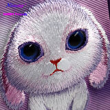 iPhone 15 Uyumlu 3D Göz Mor Tavşan Detaylı Nakış İşlemeli Kabartmalı Big Eyes Kılıf