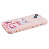 iPhone 15 Uyumlu 3D Gözlük Fermuar Beauty Kedi Nakış İşlemeli Kabartmalı Cool Cute Kılıf