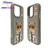 iPhone 15 Pro Uyumlu 3D Gözlük Fermuar Hipster Kedi Nakış İşlemeli Kabartmalı Cool Cute Kılıf