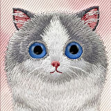 Samsung S24 Ultra Uyumlu 3D Göz Kedi Detaylı Gerçek Nakış İşlemeli Kabartmalı Big Eyes Kılıf