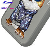 iPhone 16 Pro Max Uyumlu 3D Gözlük Zincir Little Kedi Nakış İşlemeli Kabartmalı Cool Glasses Kılıf