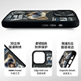 iPhone 16 Pro Max Uyumlu 3D Gözlük Fermuar Köpek Detaylı Nakış İşlemeli Kabartmalı Cool Cute Kılıf