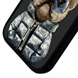 iPhone 16 Pro Max Uyumlu 3D Gözlük Fermuar Köpek Detaylı Nakış İşlemeli Kabartmalı Cool Cute Kılıf