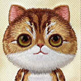 iPhone 16 Pro Uyumlu 3D Göz Golden Kedi Detaylı Gerçek Nakış İşlemeli Kabartmalı Big Eyes Kılıf