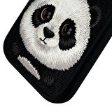 iPhone 16 Pro Max Uyumlu 3D Göz Panda Detaylı Gerçek Nakış İşlemeli Kabartmalı Big Eyes Kılıf