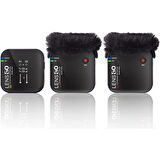 Lensgo 348C 1V2 Kablosuz Ikili Mikrofon Seti Siyah
