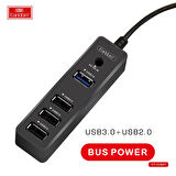 Earldom HUB07 Tak Çalıştır 3 Adet Usb 2.0 ve 1 Adet Usb 3.0 Çıkışlı Usb Çoklayıcı