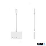 Winex 8Pin 3in1 Lightning to 3.5mm Aux + Lightnin Ses + Lightning Şarj Dönüştürücü Adaptörü Beyaz
