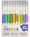 Çift Uçlu Karıştırılabilir Fosforlu Kalem 10 Renk X-314
