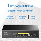 Cudy GS1005PTS1 1 Port Gigabit+ 4 Port Gigabit 120W PoE+1 Port SFP Gigabit Metal Switch
