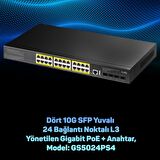 Cudy GS5024PS4 4SFP,USB+RJ45,2Consol,24Port Gigabit,L3 400WPoE+Yönetilebilir Metal Rack Mount Switch