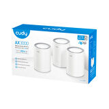 Cudy Router M1800 3-Pack Ax1800Mbps 2.4/5Ghz Ap/Re/Wısp Gigabit Mu-Mımo Kablosuz 3'Lü Mesh Wi-Fi 6 S