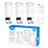 Cudy Router M1800 3-Pack Ax1800Mbps 2.4/5Ghz Ap/Re/Wısp Gigabit Mu-Mımo Kablosuz 3'Lü Mesh Wi-Fi 6 S
