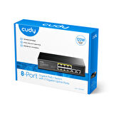 Cudy Switch 8 Port Gs1010P 10/100/1000Mbps 2Xge Uplink Vlan&Extend Mode 250M 120W Poe+ Ethernet