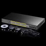Cudy GS2028PS4 4Combo,1Konson,24 Port Gigabit 400W PoE Yönetilebilir Metal Rack Mount Switch