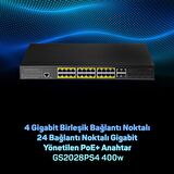Cudy GS2028PS4 4Combo,1Konson,24 Port Gigabit 400W PoE Yönetilebilir Metal Rack Mount Switch