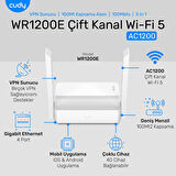 Cudy WR1200E 300Mbps/2.4GHz 867Mbps/5GHz 4x5dBi Anten 4Port Dual Band Wi-Fi Router (AC1200 Serisi)
