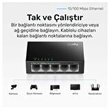 Cudy FS105 5Port 10/100Mbps Duvar Montajlı Metal Masaüstü Switch