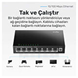 Cudy FS108 8Port 10/100Mbps Duvar Montajlı Metal Masaüstü Switch
