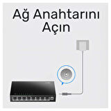 Cudy FS108 8Port 10/100Mbps Duvar Montajlı Metal Masaüstü Switch