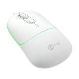 Lenovo Lecoo MS110 RGB Sessiz Tuşlu Kablolu Optik Mouse Beyaz