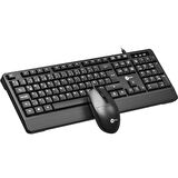 Lecoo CM106 USB Kablolu Türkçe Q Klavye & Mouse Set Siyah