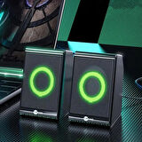 Lecoo DS100 1+1 RGB Aydınlatmalı Kablolu Stereo 6W Soundbar Masaüstü Hoparlör Siyah