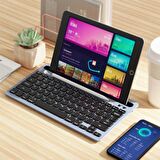 Lenovo Lecoo BK100 Çoklu Cihaz Özellikli Şarj Edilebilir Kablosuz Bluetooth Klavye Gri