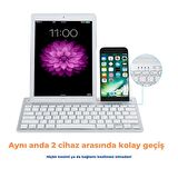 Lenovo Lecoo BK100 Çoklu Cihaz Özellikli Şarj Edilebilir Kablosuz Bluetooth Klavye Beyaz