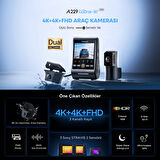 Viofo A229 Ultra-W 3 Kameralı Ön+Arka Su Geçirmez+İç 4K+4K+1080P HDR Sony STARVIS 2 Sensörlü GPS'li Araç Kamerası