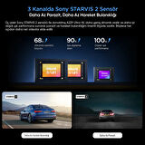 Viofo A229 Ultra-W 3 Kameralı Ön+Arka Su Geçirmez+İç 4K+4K+1080P HDR Sony STARVIS 2 Sensörlü GPS'li Araç Kamerası