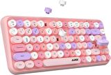 Bluetooth Klavye 84 Tuşlu Kablosuz Bluetooth Estetik Klavye Sevimli Retro Yuvarlak Tuş Başlıklarb Android Windows Mac ile Uyumlu Rahat Ergonomik Daktilo Klavye F308i (Açık Pembe)