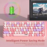 Bluetooth Klavye 84 Tuşlu Kablosuz Bluetooth Estetik Klavye Sevimli Retro Yuvarlak Tuş Başlıklarb Android Windows Mac ile Uyumlu Rahat Ergonomik Daktilo Klavye F308i (Açık Pembe)